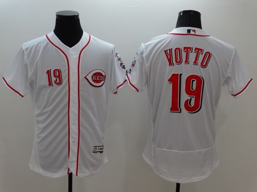 Reds #19 Joey Votto White Flexbase Authentic Collection Stitched MLB Jersey - Click Image to Close